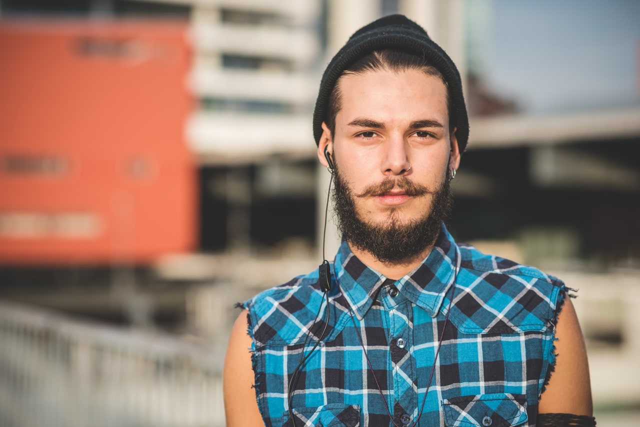 Young Handsome Bearded Hipster Man